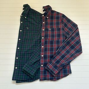 Abercrombie & Fitch Navy and Green & Navy and Red Plaid Button Downs Boys Large